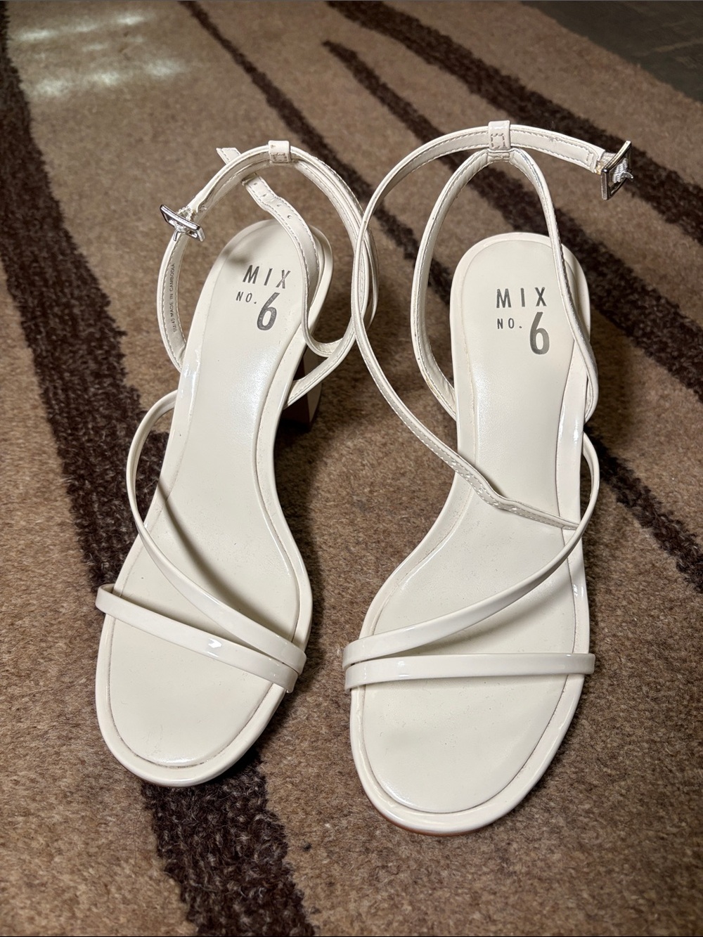 Mix No. 6 White Patent Strappy Block Heel Sandals